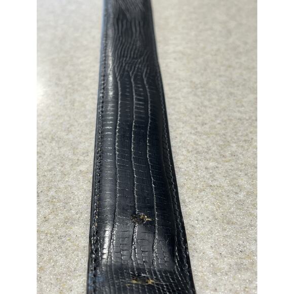 Martin Dingman Imported Lizard Grain Calf Leather Handmade In USA 34” Black Belt - Picture 10 of 12